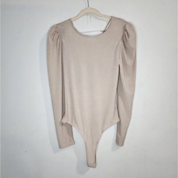 ASTR Bodysuit Women XL Cream Tie Back Ribbed Nordstrom Long Sleeve NWOT - Picture 1 of 8